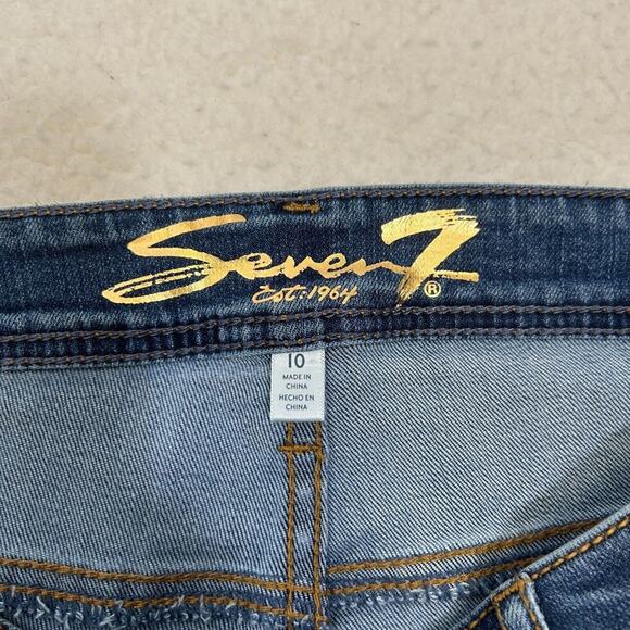 Seven 7 Jeans Women's Madison Straight Distressed Hem Blue Size 10 - Picture 7 of 10